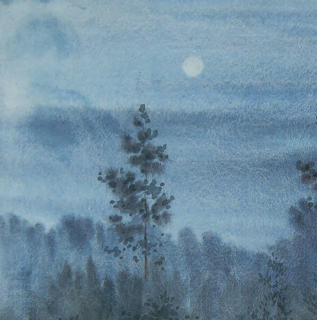 Watercolor painting Moonlit Night Valery Savenets - 4