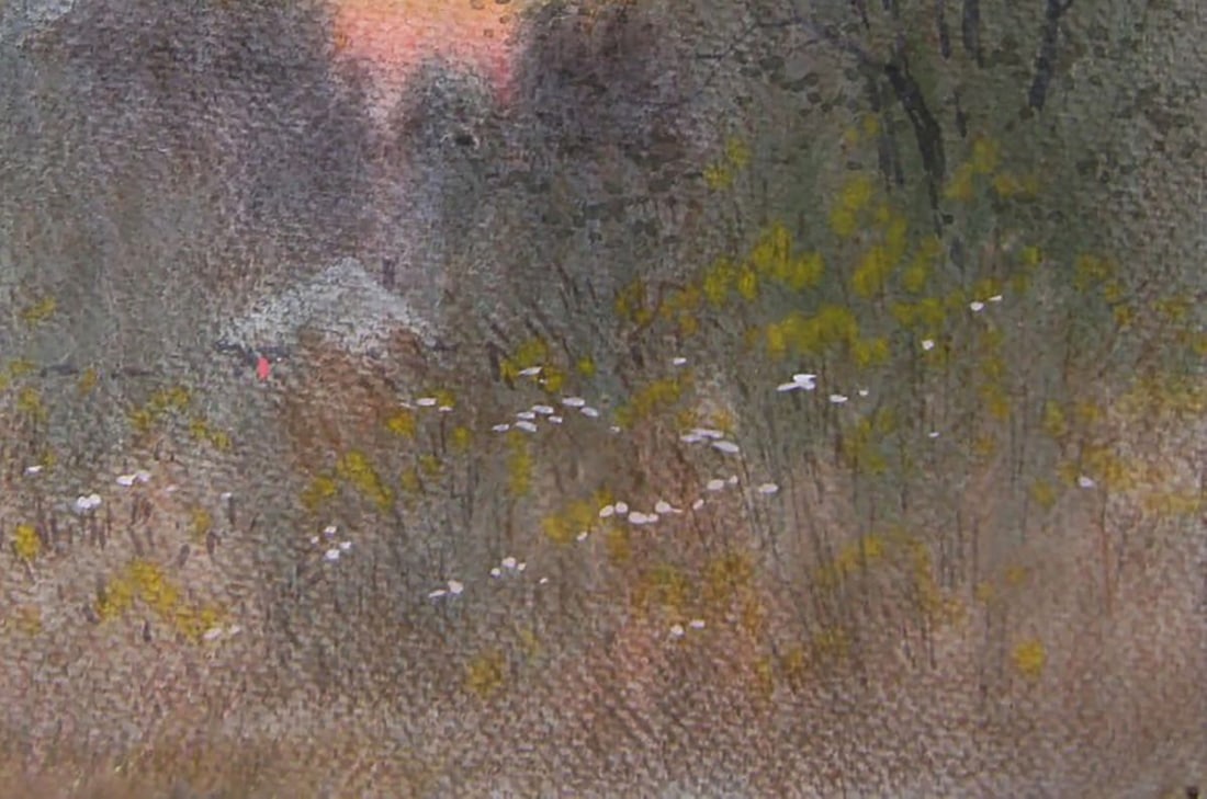 Watercolor painting Autumn evening in the village Valery Savenets - 2