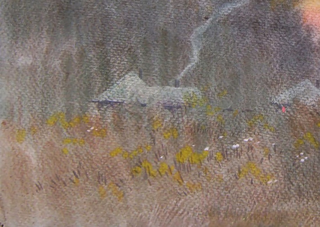 Watercolor painting Autumn evening in the village Valery Savenets - 3