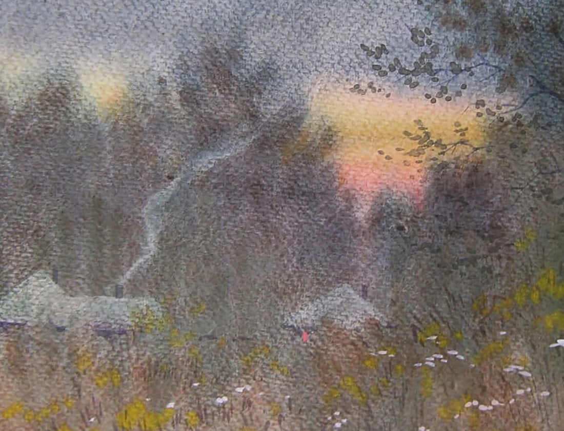 Watercolor painting Autumn evening in the village Valery Savenets - 6