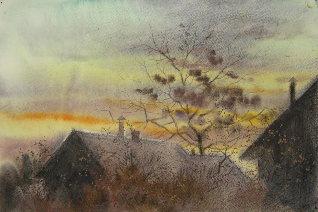 Watercolor painting Winter is coming Valery Savenets: Title: Watercolor painting Winter is coming Valery Savenets Description: NoSav 425*** ABOUT THIS PAINTING **** TITLE: "Winter is coming"* ARTISTS: Valery Savenets* SIZE: 21x30 cm/'8.26x11.81 inches'*