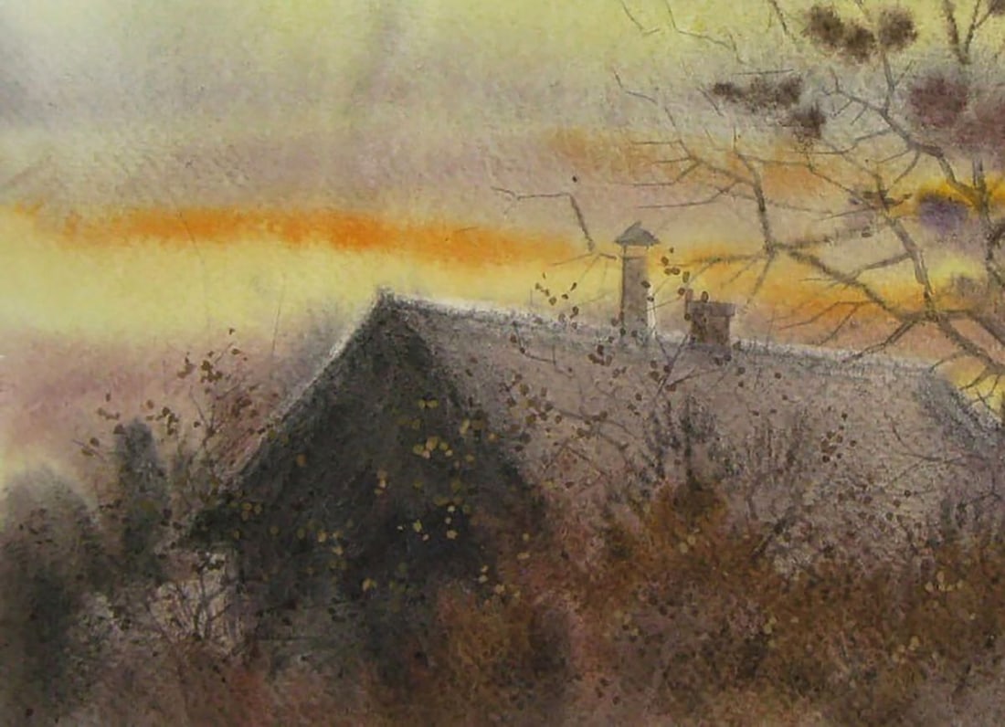 Watercolor painting Winter is coming Valery Savenets - 3