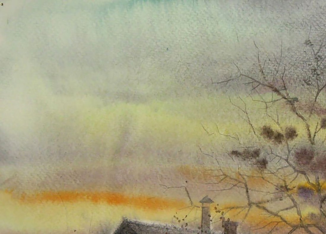 Watercolor painting Winter is coming Valery Savenets - 4