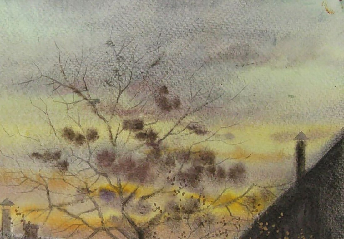 Watercolor painting Winter is coming Valery Savenets - 5