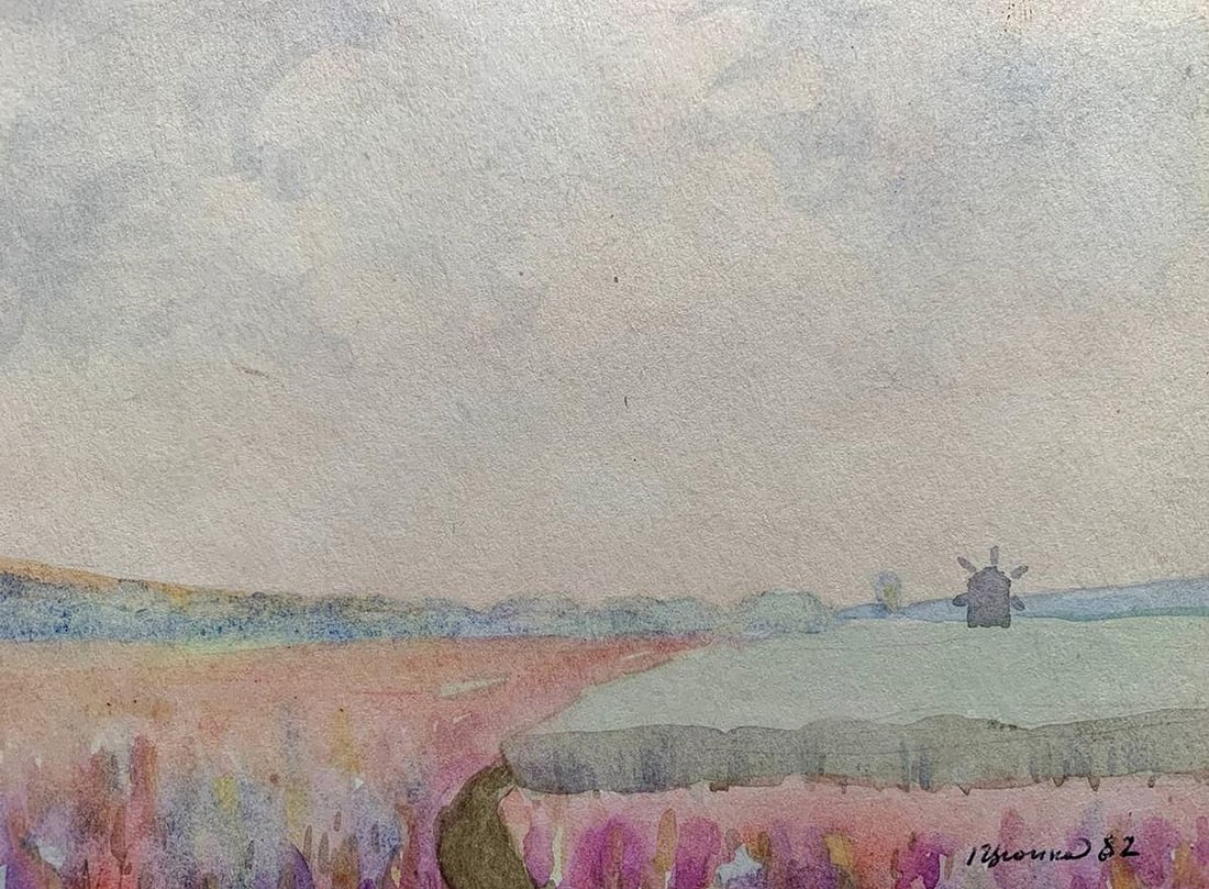 Watercolor painting Clouds above the field Ivan Tsyupka - 2