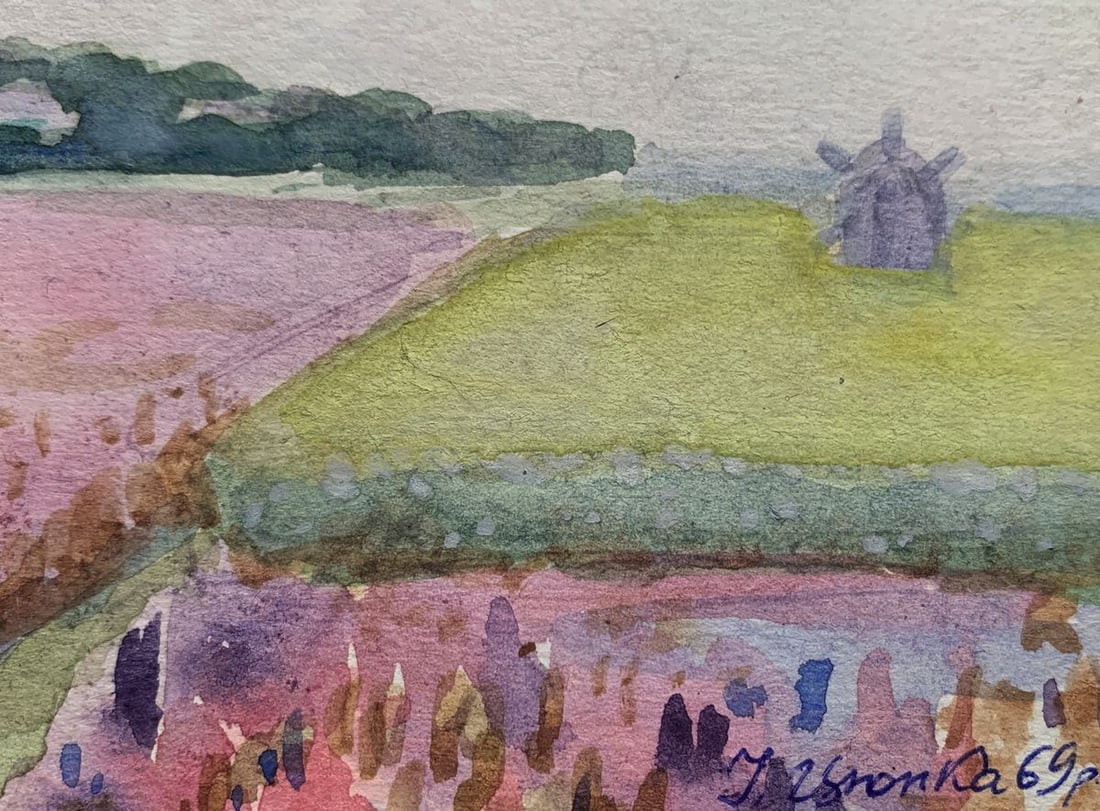 Watercolor painting Mill in the wheat fields Ivan Tsyupka - 2