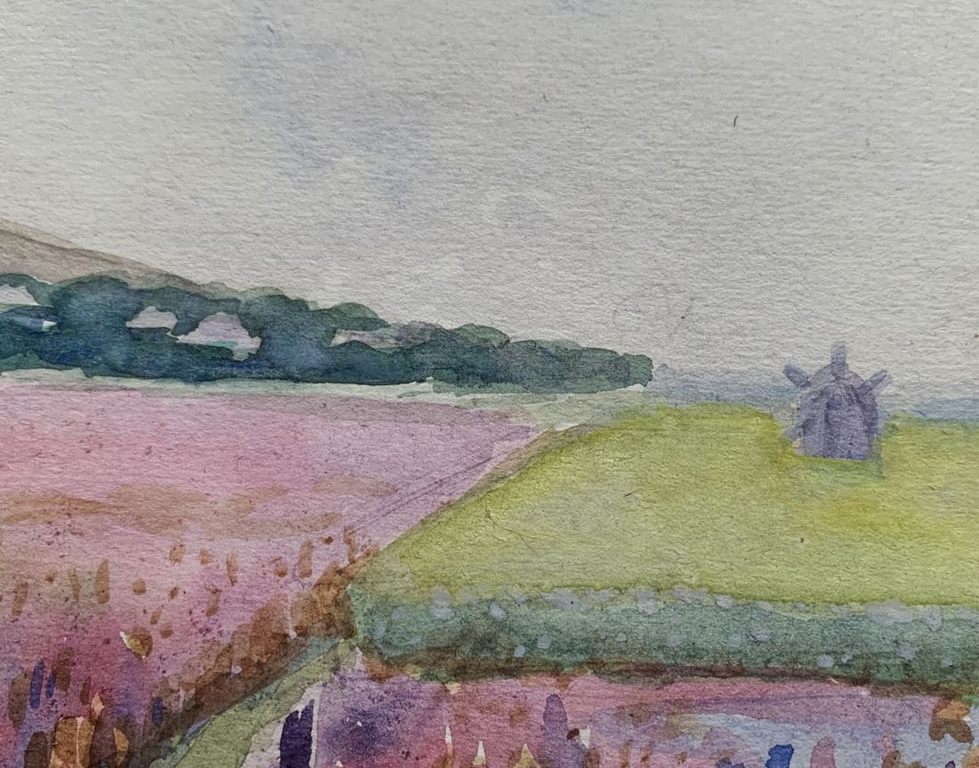 Watercolor painting Mill in the wheat fields Ivan Tsyupka - 3