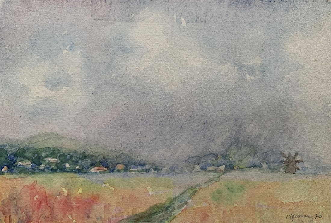 Watercolor painting Rain is coming to the field Ivan Tsyupka: Title: Watercolor painting Rain is coming to the field Ivan Tsyupka Description: No1759*** ABOUT THIS PAINTING **** TITLE: "Rain is coming to the field"* ARTISTS: Ivan Kirillovich Tsyupka* SIZE: