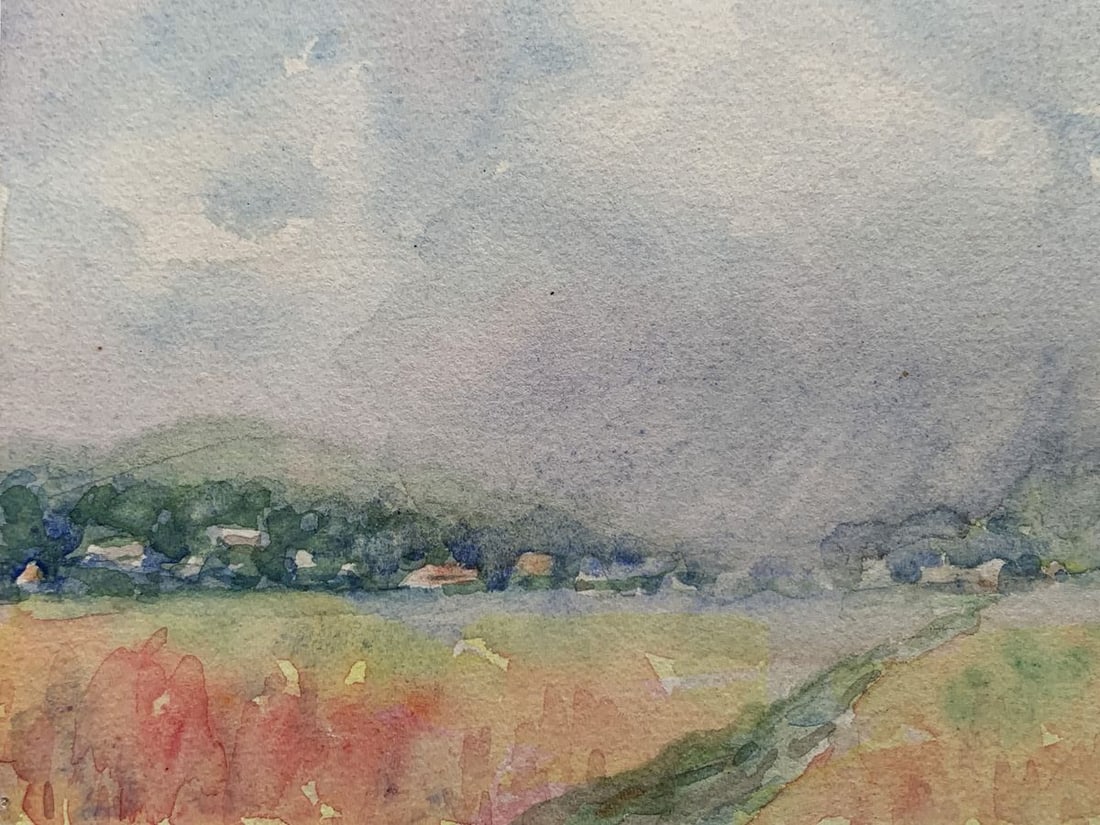 Watercolor painting Rain is coming to the field Ivan Tsyupka - 6