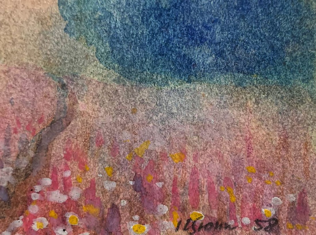 Watercolor painting Behind the village in a flower field Ivan Tsyupka - 2