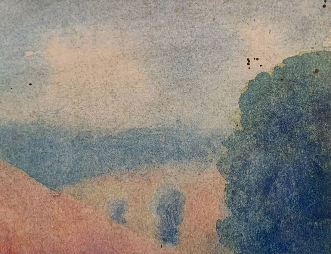 Watercolor painting Behind the village in a flower field Ivan Tsyupka - 3