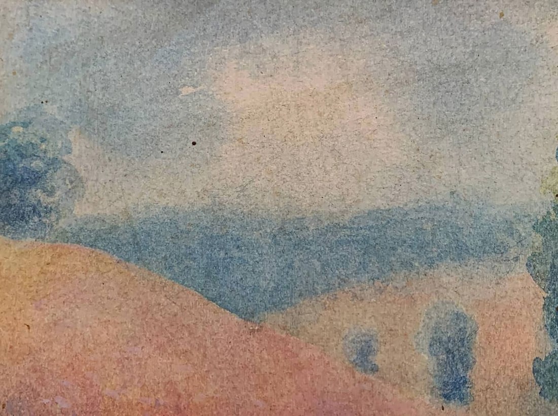 Watercolor painting Behind the village in a flower field Ivan Tsyupka - 5