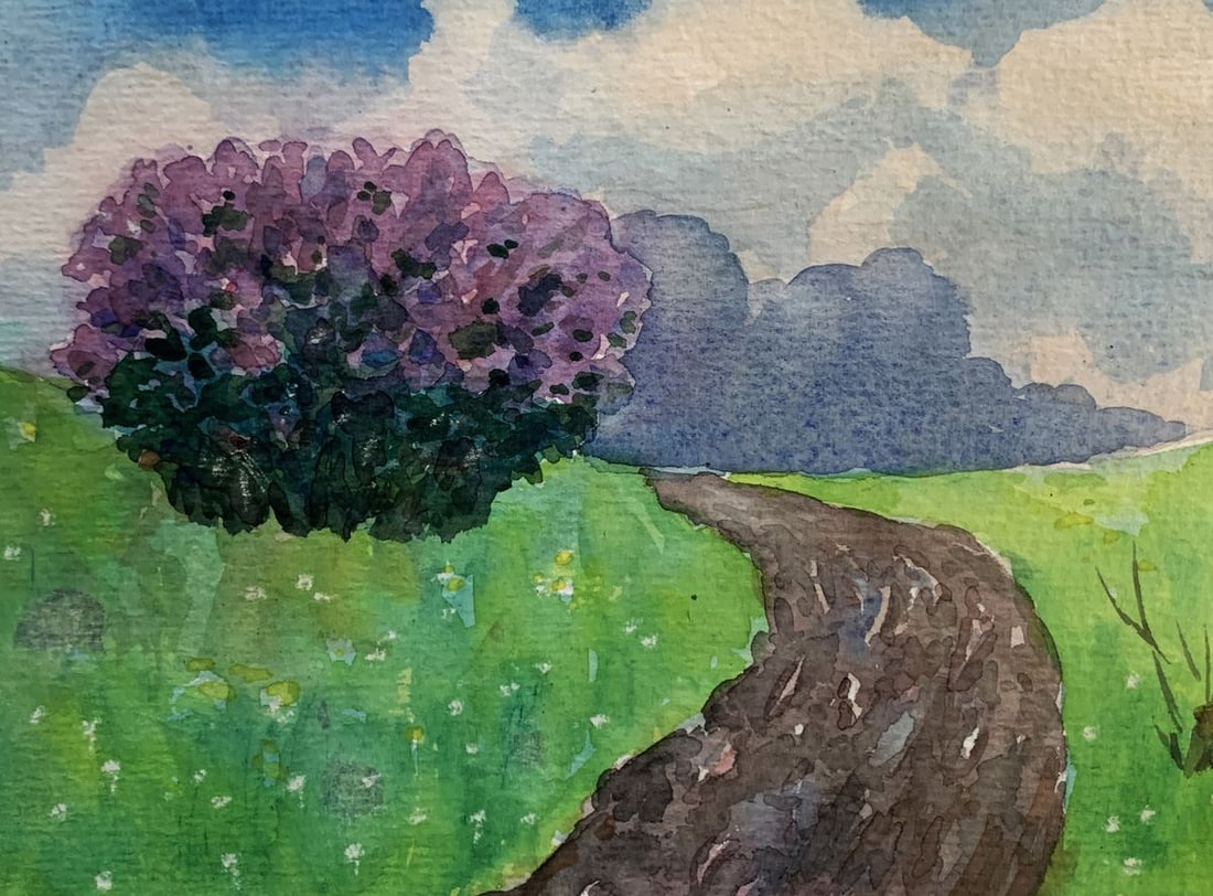 Watercolor painting Blooming spring bush Ivan Tsyupka - 4
