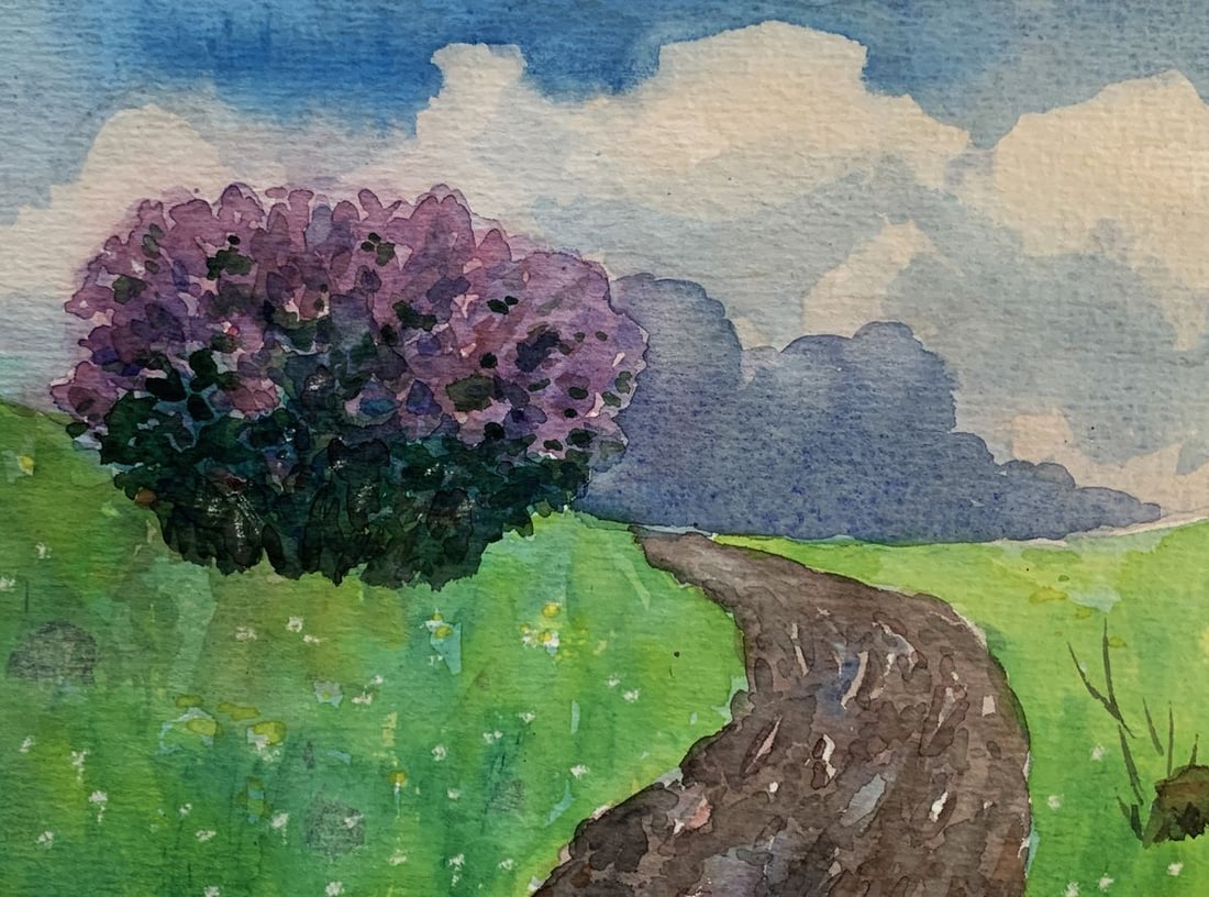 Watercolor painting Blooming spring bush Ivan Tsyupka - 5