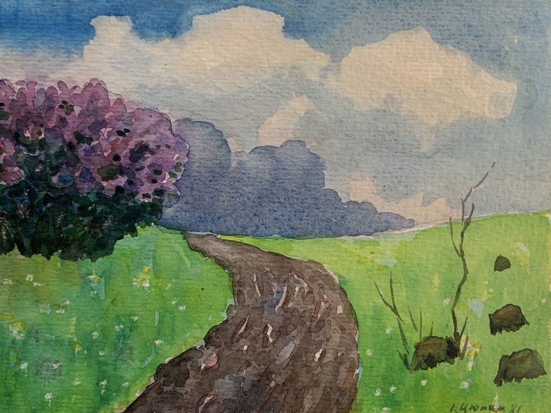Watercolor painting Blooming spring bush Ivan Tsyupka - 6
