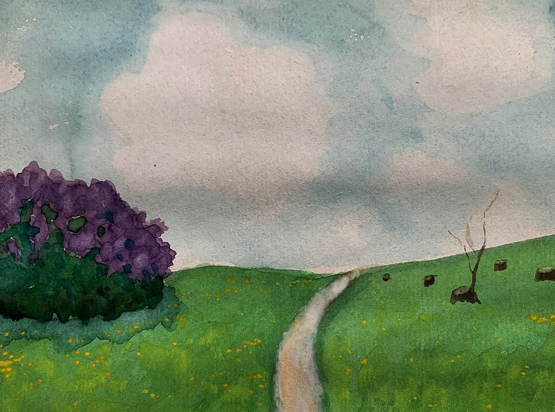 Watercolor painting The path leading to the village Ivan Tsyupka - 5