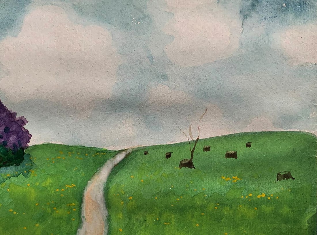 Watercolor painting The path leading to the village Ivan Tsyupka - 6