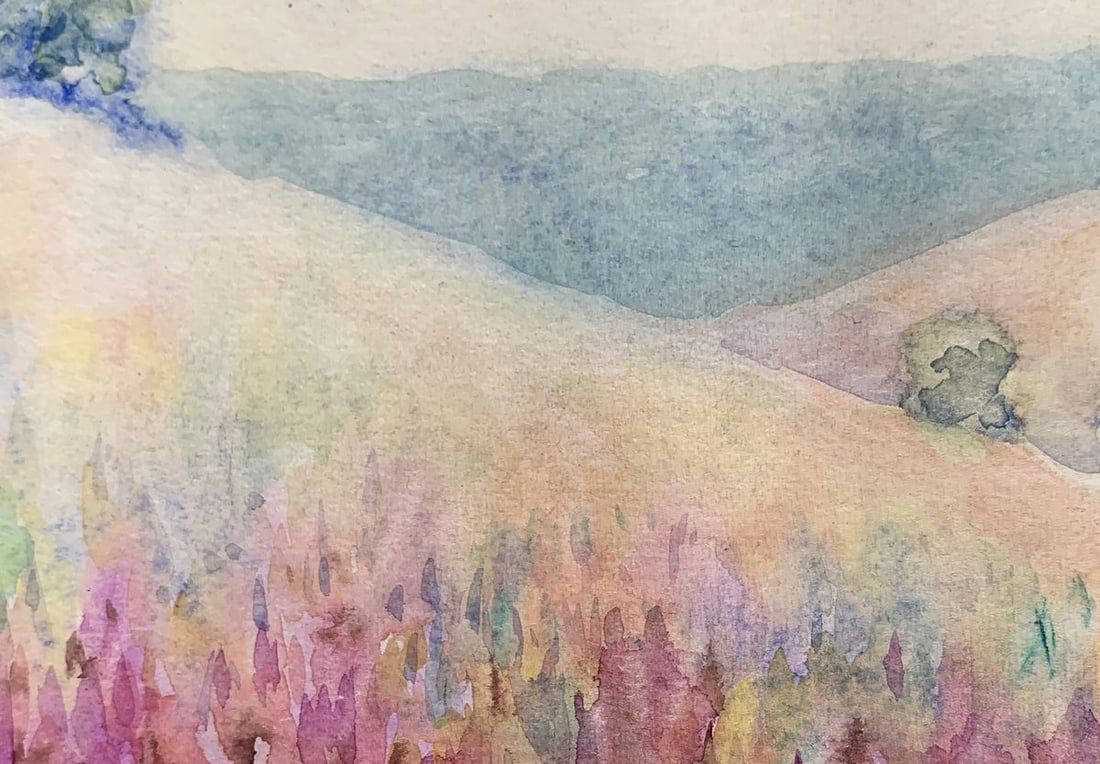 Watercolor painting Morning outside the village Ivan Tsyupka - 3