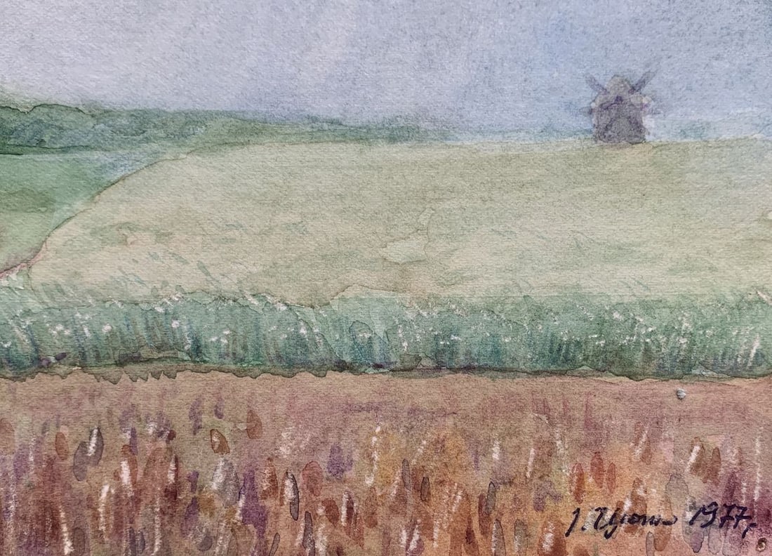 Watercolor painting Rain on the cellars Ivan Tsyupka - 3