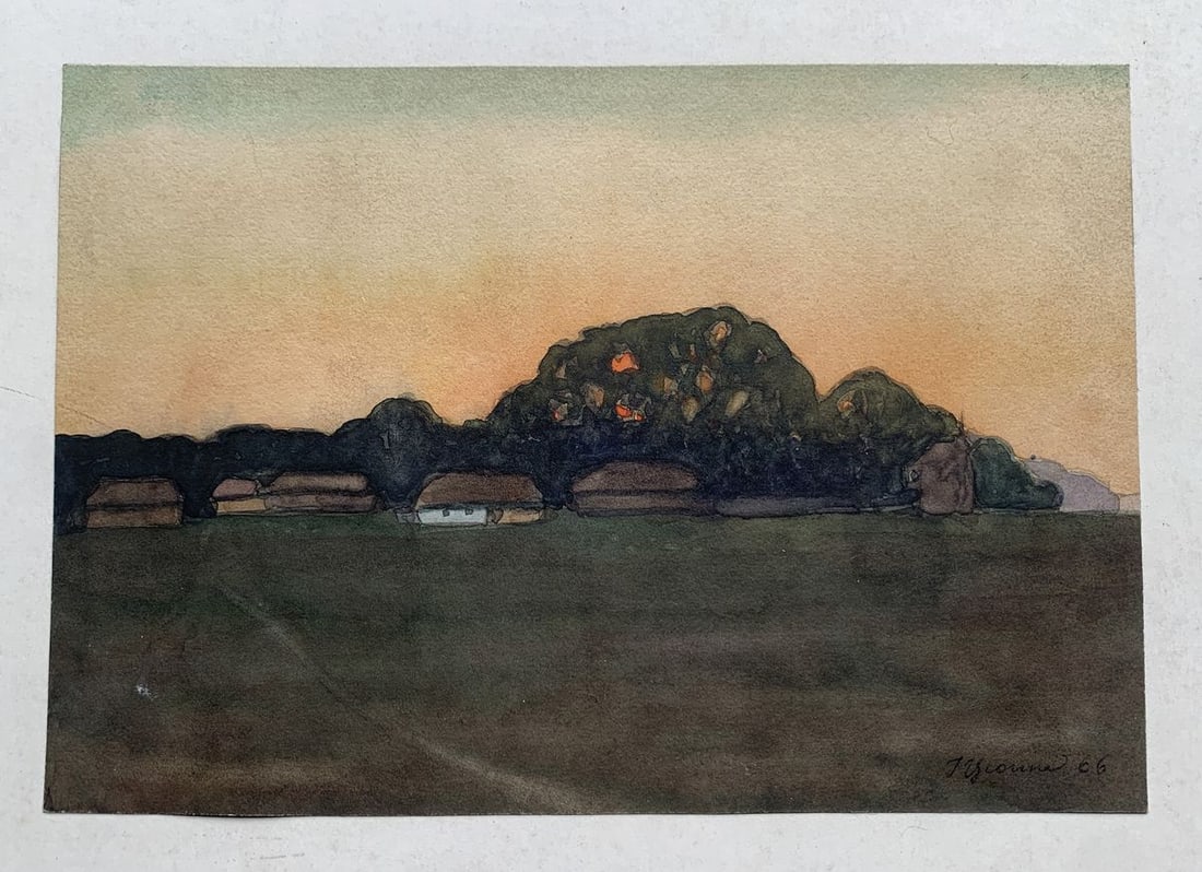 Watercolor painting Evening in the village Ivan Tsyupka - 2