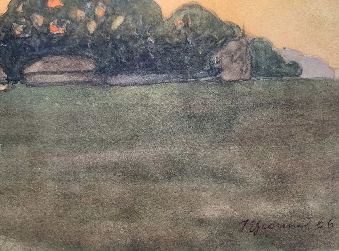 Watercolor painting Evening in the village Ivan Tsyupka - 3