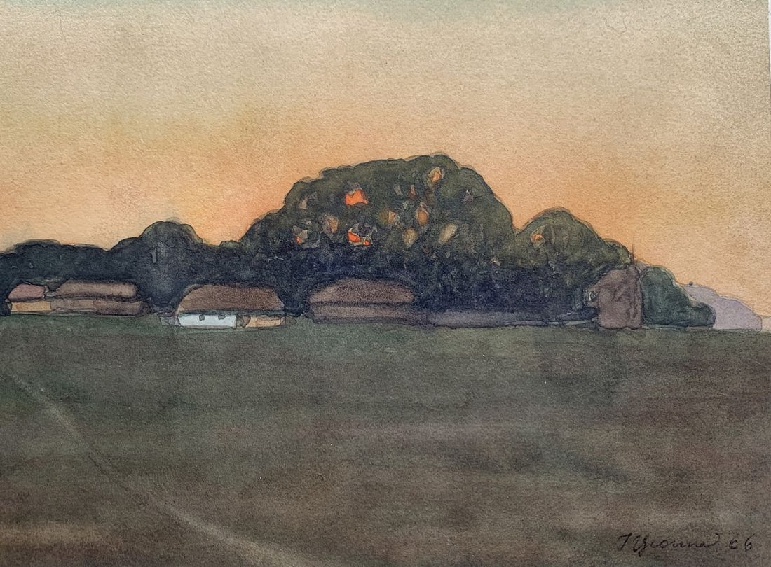 Watercolor painting Evening in the village Ivan Tsyupka - 4