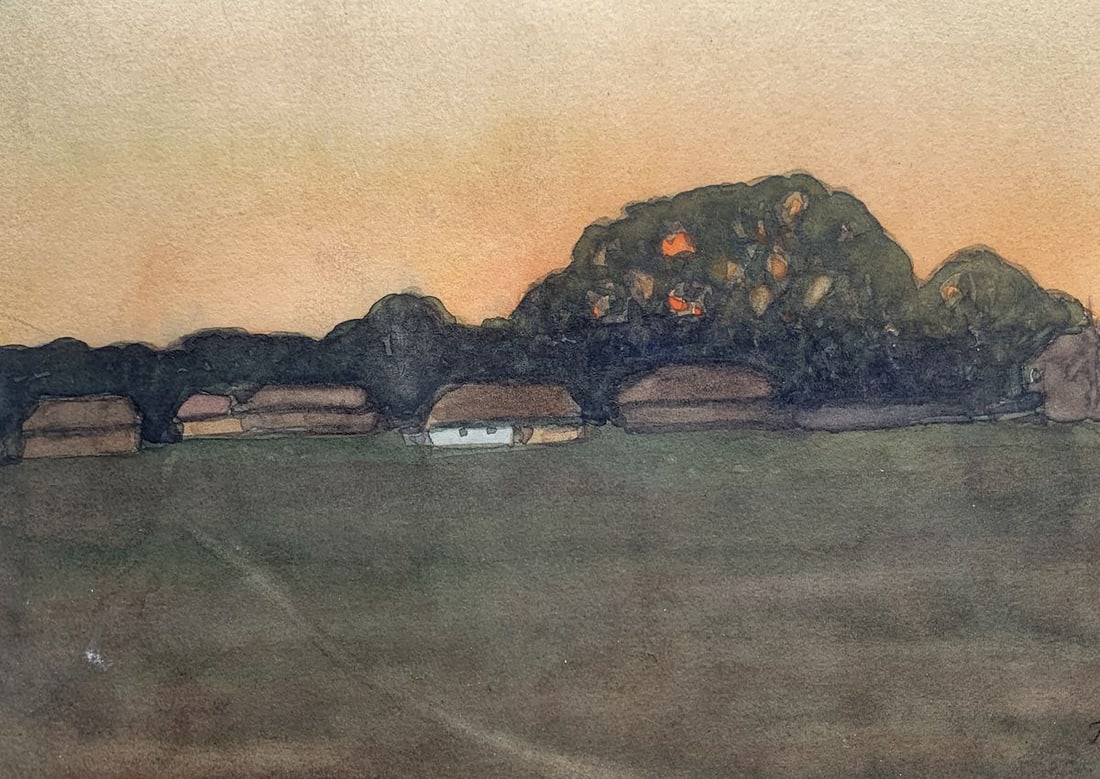 Watercolor painting Evening in the village Ivan Tsyupka - 5