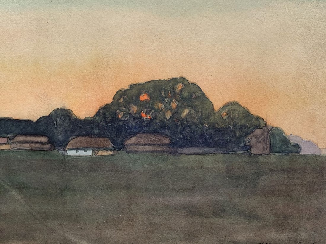 Watercolor painting Evening in the village Ivan Tsyupka - 8