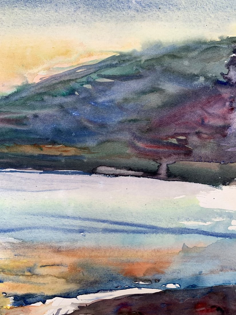 Watercolor painting Sea sunset Unknown artist - 10