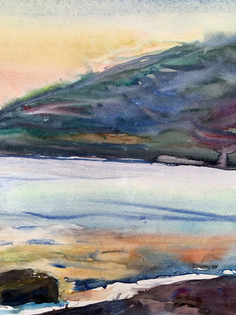 Watercolor painting Sea sunset Unknown artist - 8