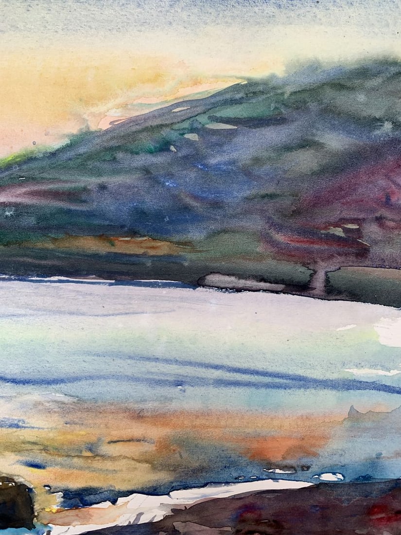 Watercolor painting Sea sunset Unknown artist - 9