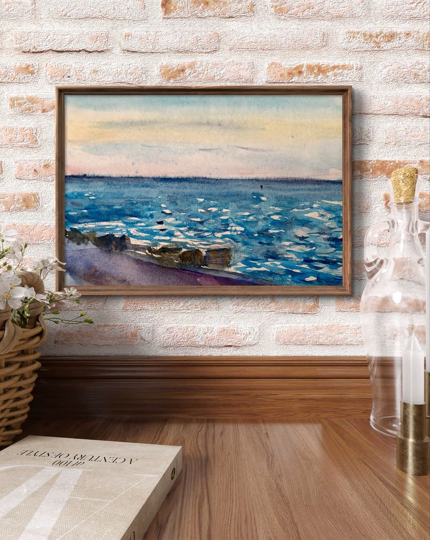 Watercolor painting With a view of the sea Unknown artist - 3