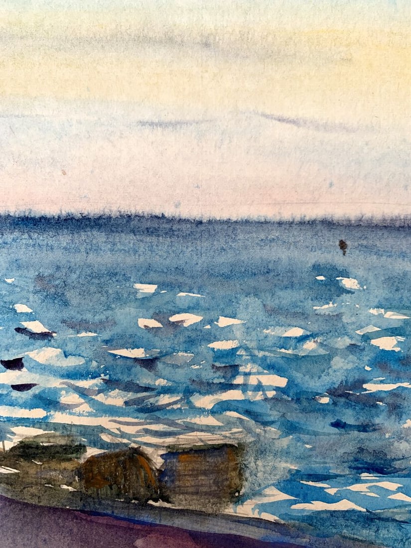 Watercolor painting With a view of the sea Unknown artist - 7