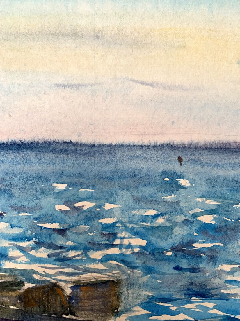 Watercolor painting With a view of the sea Unknown artist - 8
