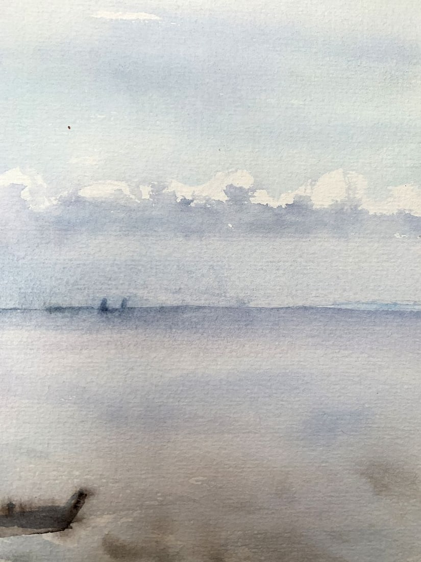 Watercolor painting Waiting for a man Unknown artist - 10