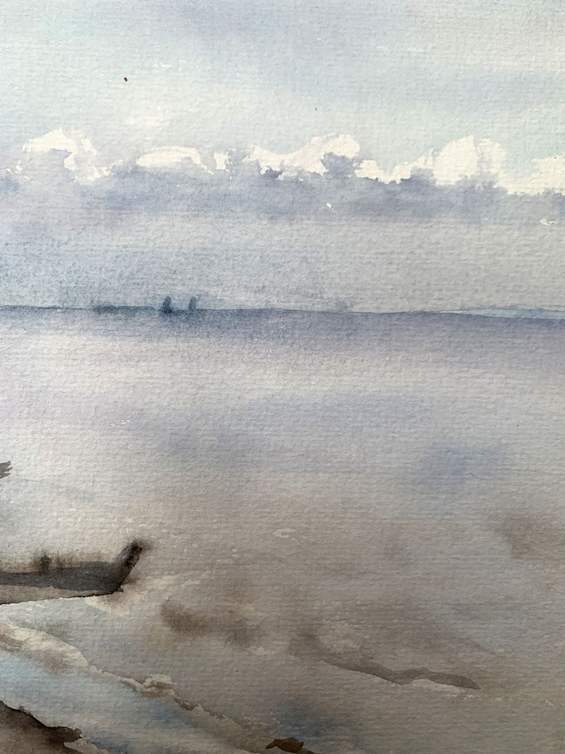 Watercolor painting Waiting for a man Unknown artist - 11