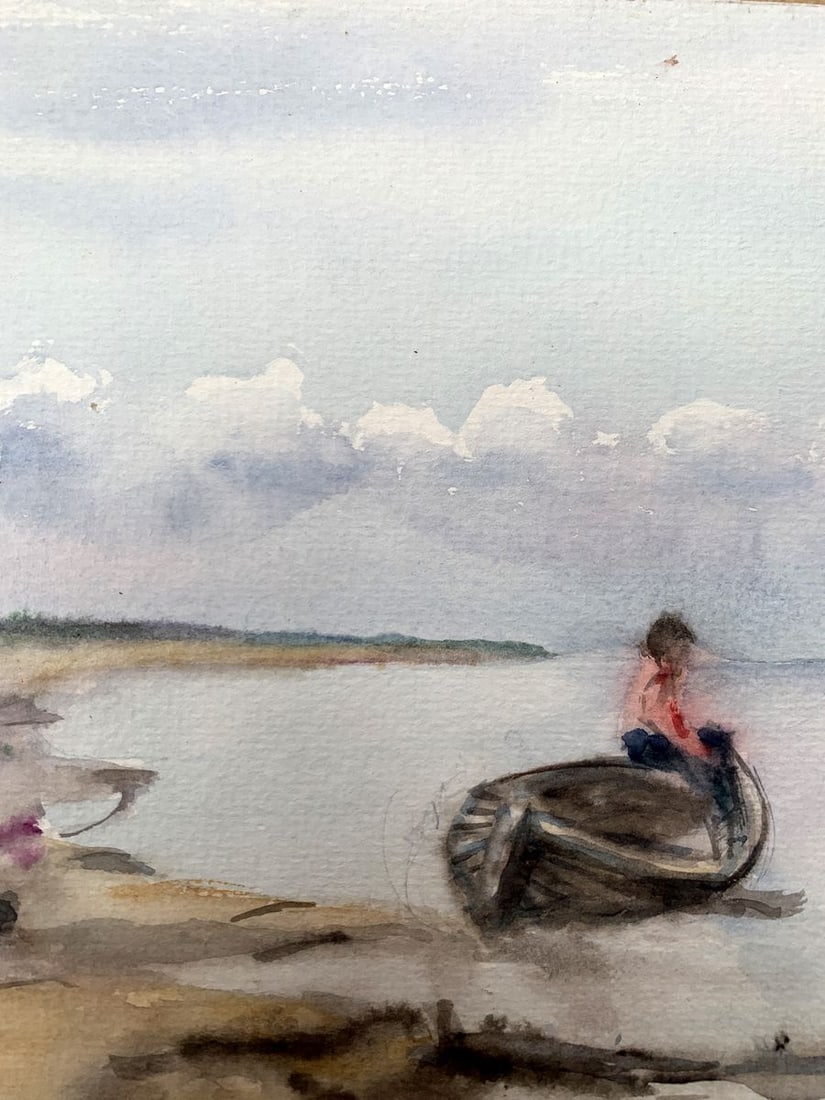 Watercolor painting Waiting for a man Unknown artist - 4