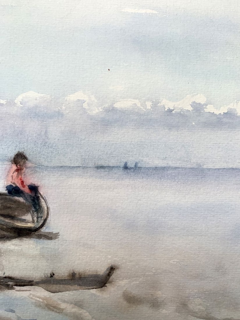 Watercolor painting Waiting for a man Unknown artist - 8