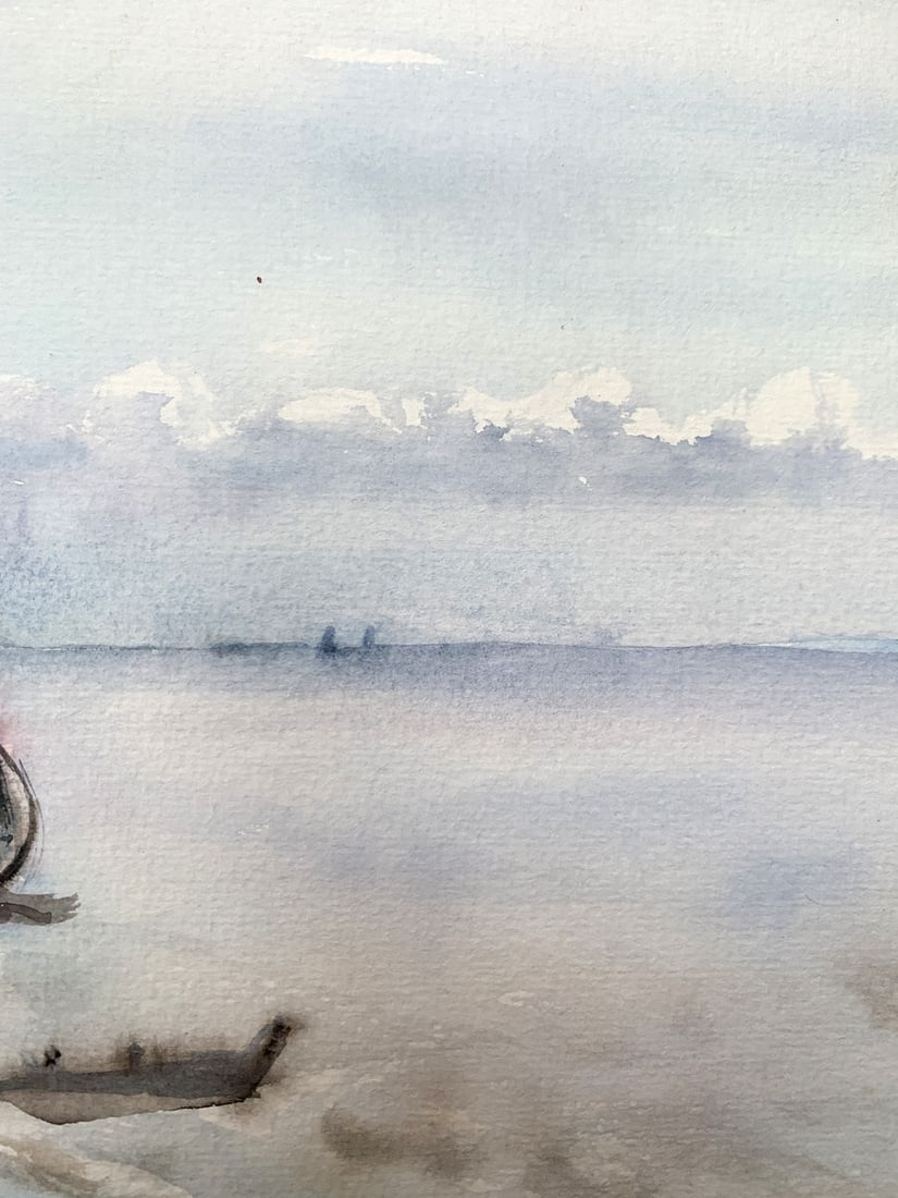 Watercolor painting Waiting for a man Unknown artist - 9