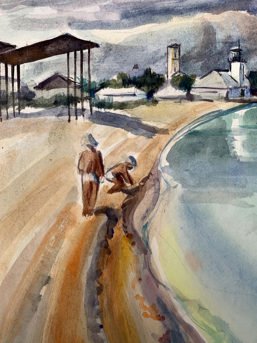 Watercolor painting City lake O. Umansky - 5