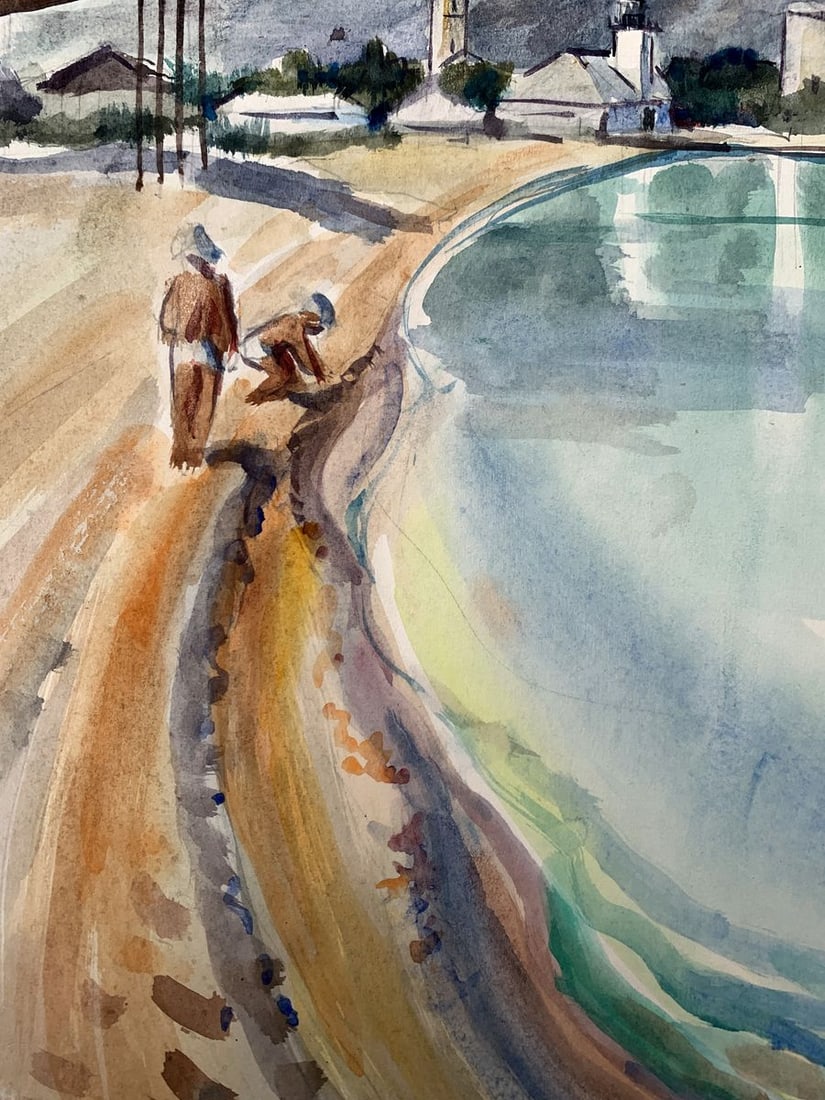 Watercolor painting City lake O. Umansky - 9