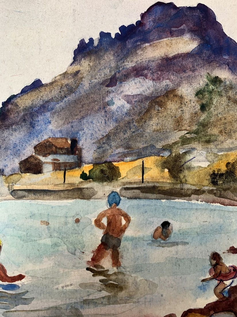 Watercolor painting Swimming in the sea Unknown artist - 7