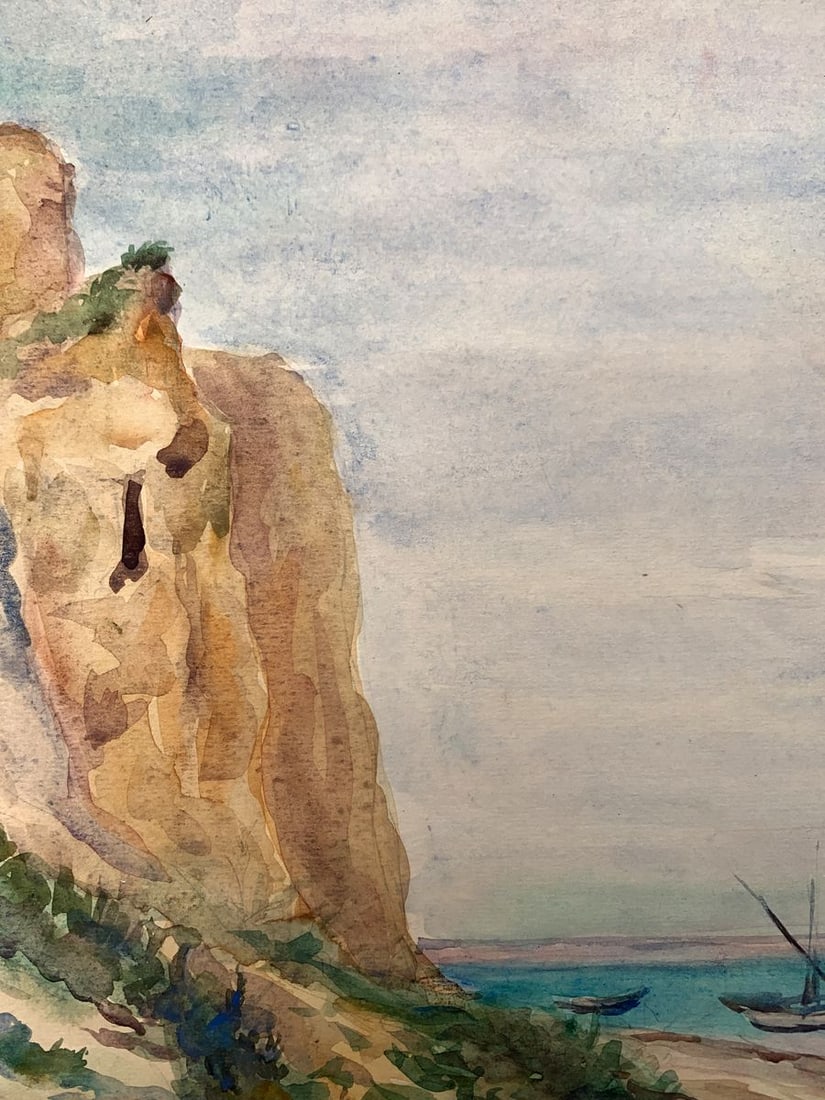 Watercolor painting Ruins by the coast Unknown artist - 6