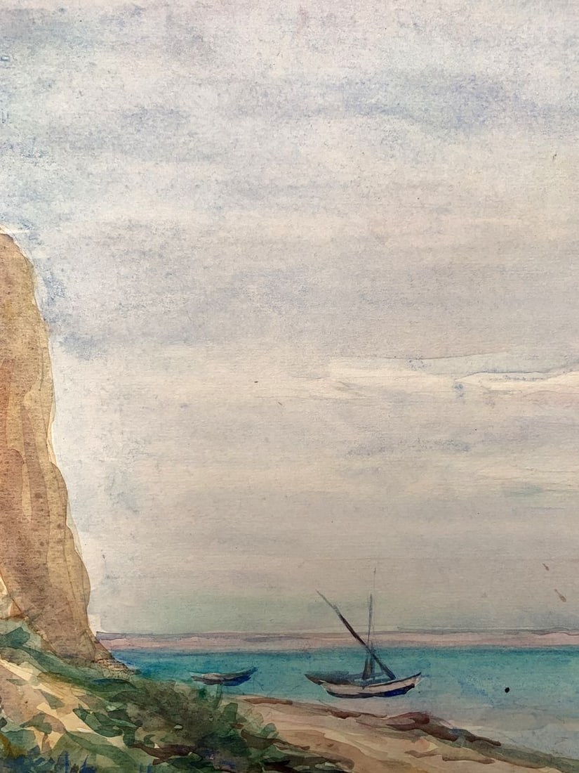 Watercolor painting Ruins by the coast Unknown artist - 8
