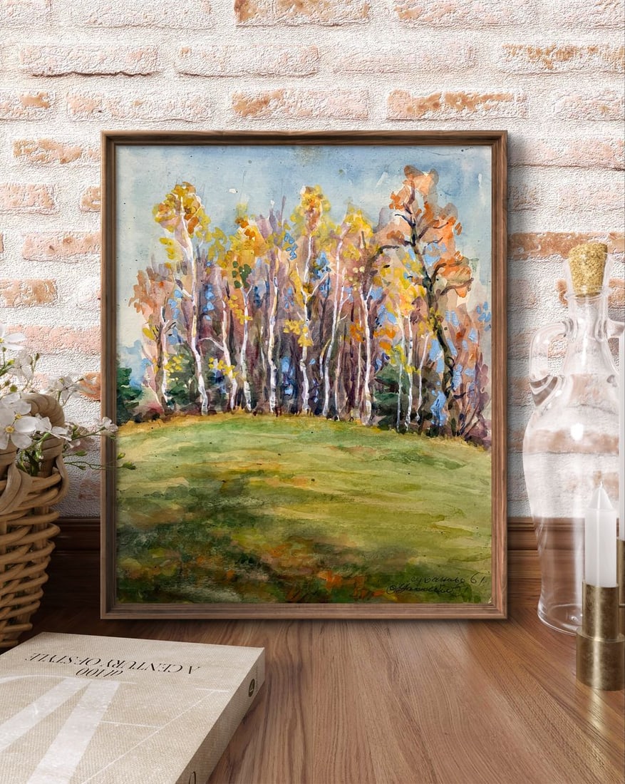 Watercolor painting Golden leaves O. Umansky - 2