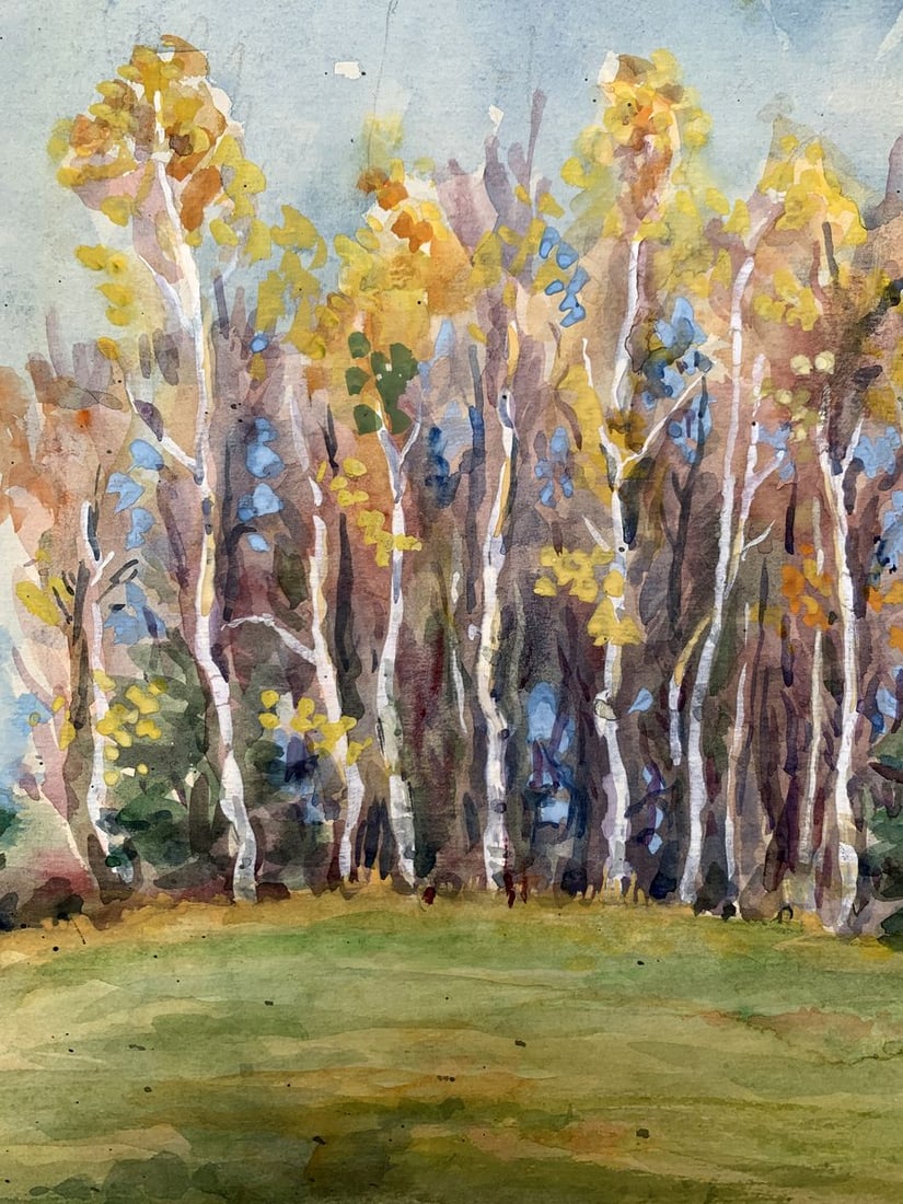 Watercolor painting Golden leaves O. Umansky - 4