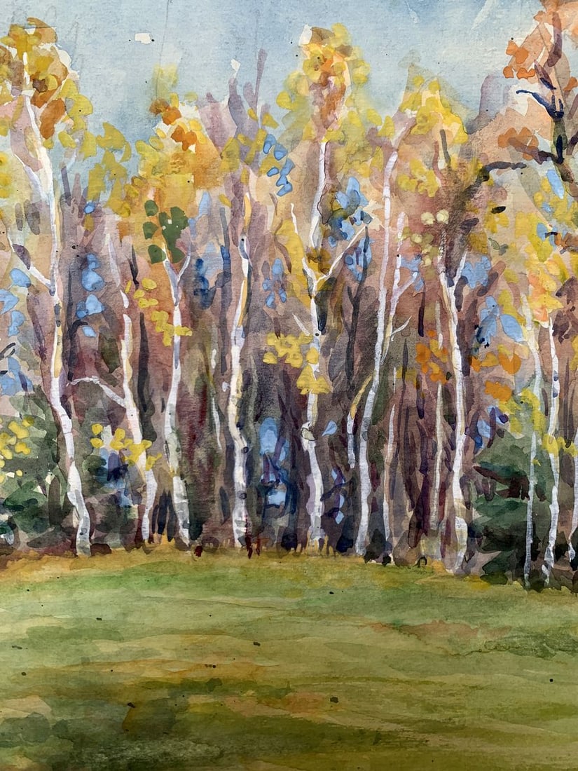 Watercolor painting Golden leaves O. Umansky - 5