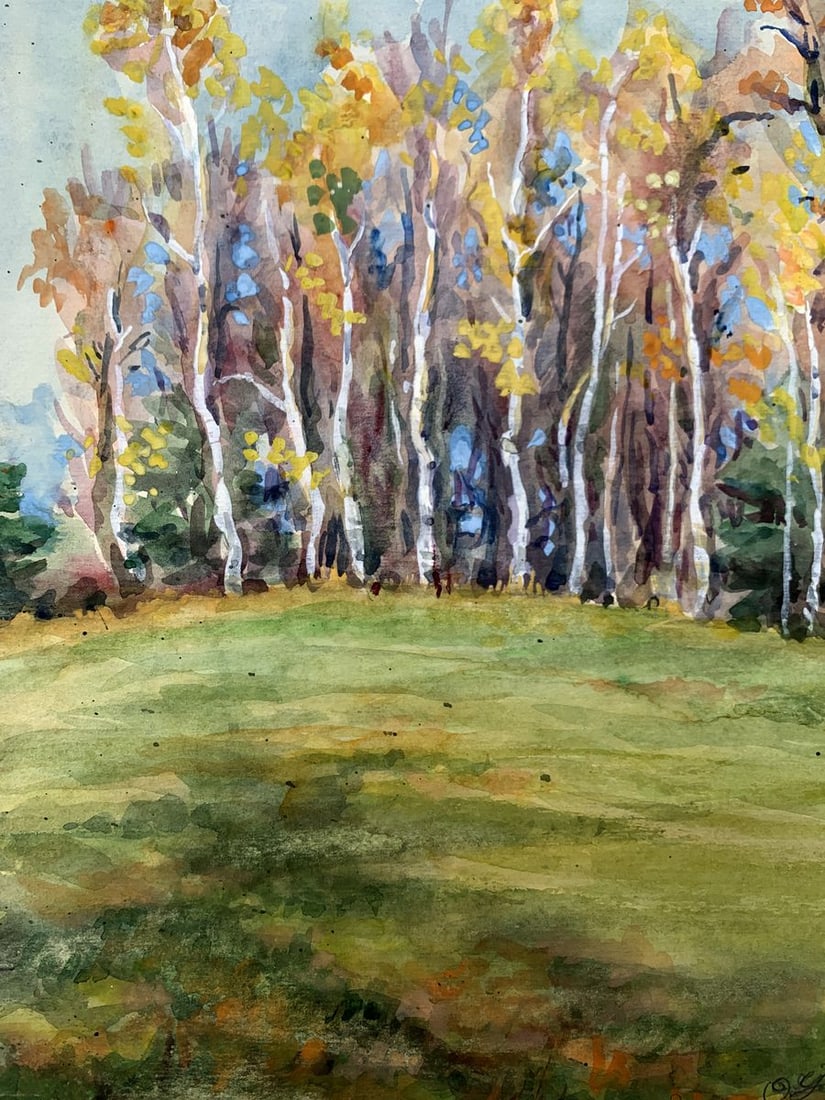Watercolor painting Golden leaves O. Umansky - 8