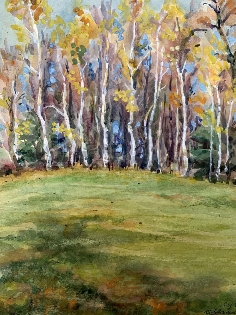 Watercolor painting Golden leaves O. Umansky - 9