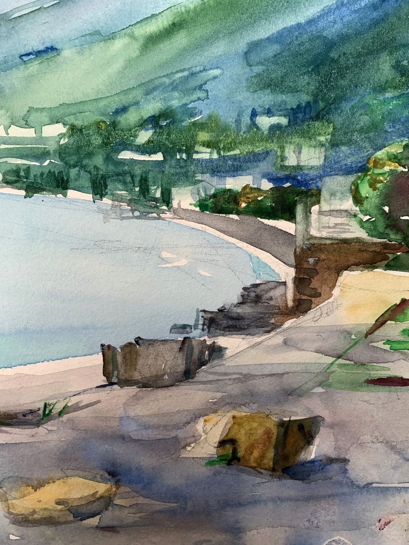 Watercolor painting Big mountains Unknown artist - 11